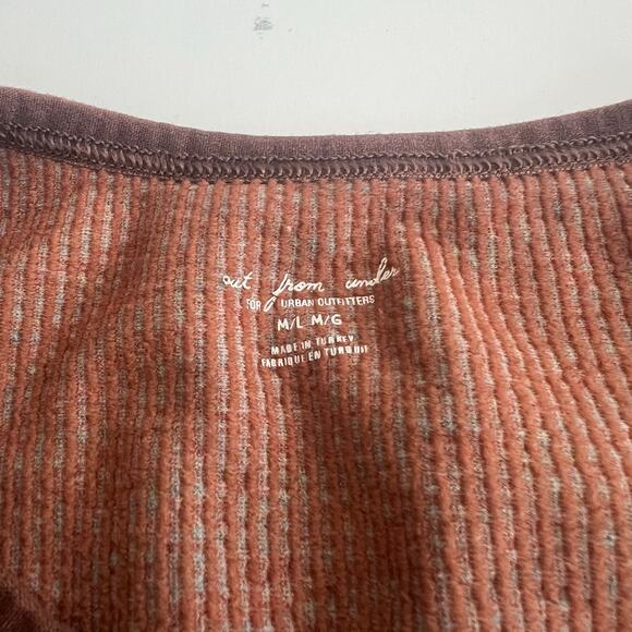 Urban Outfitters Out From Under rib knit keyhole crop top brown green spacedye - Picture 3 of 5
